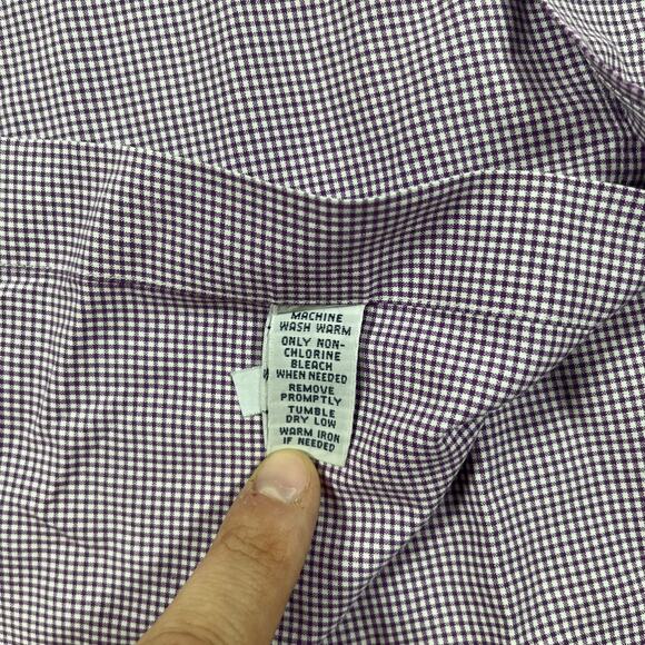 Ralph Lauren Dress Shirt Mens 16.5 34 35 Button Down Gingham Classic Fit Purple - Picture 5 of 11